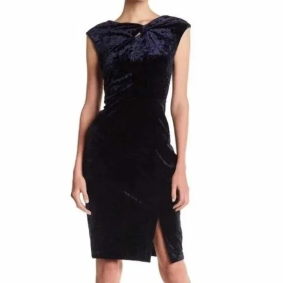 Eci Silvery Blue Crushed Velvet Dress - Picture 1 of 12